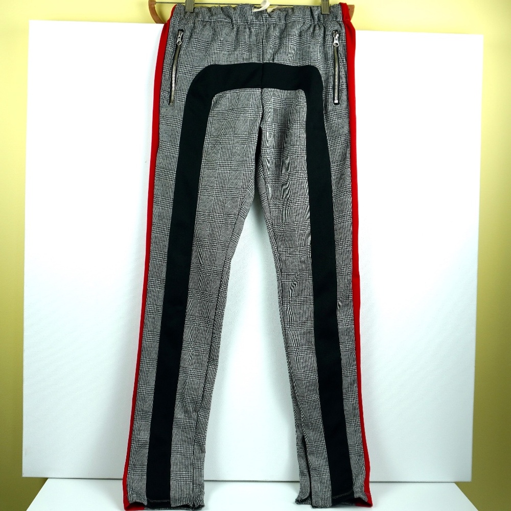 EPTM Track Pants Jogger Men Sz Small Plaid Zip Ankles Red Streetwear Style #8817
